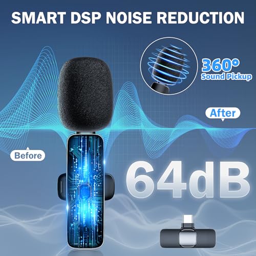 Thumbnail 5 de Micrófono Inalámbrico Solapa para iPhone iPad Android Ordenador, Mini Microfono Inalambrico para Movil,Micrófono Lavalier Inalámbrico Plug-Play Inalambrico, para Grabación de Vídeo, Vlogging, Tiktok