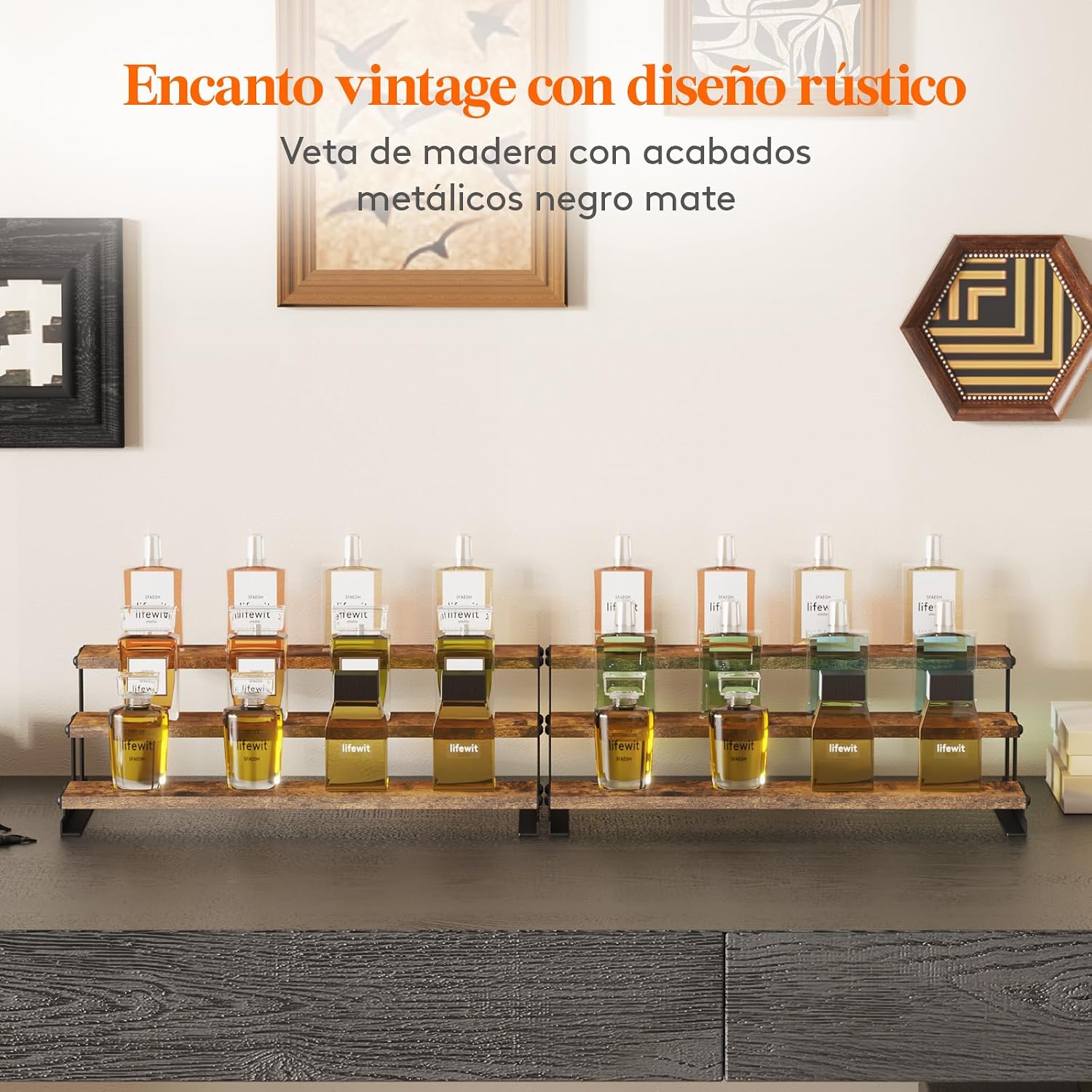 Detalle 2 de Lifewit Expositor de Madera con Soporte Metálico