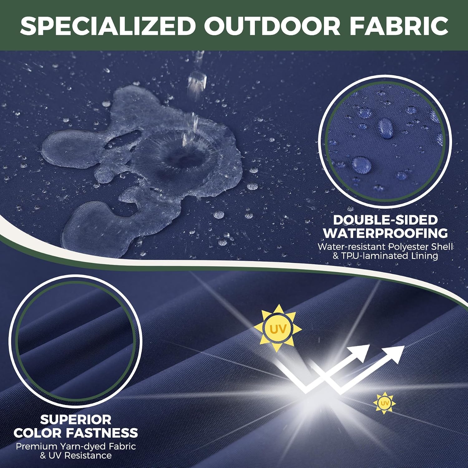 Thumbnail 1 de Zonamat ZM-24244-NavyBlue Outdoor Cushion Set, 24 x 24-Inch, Removable Covers