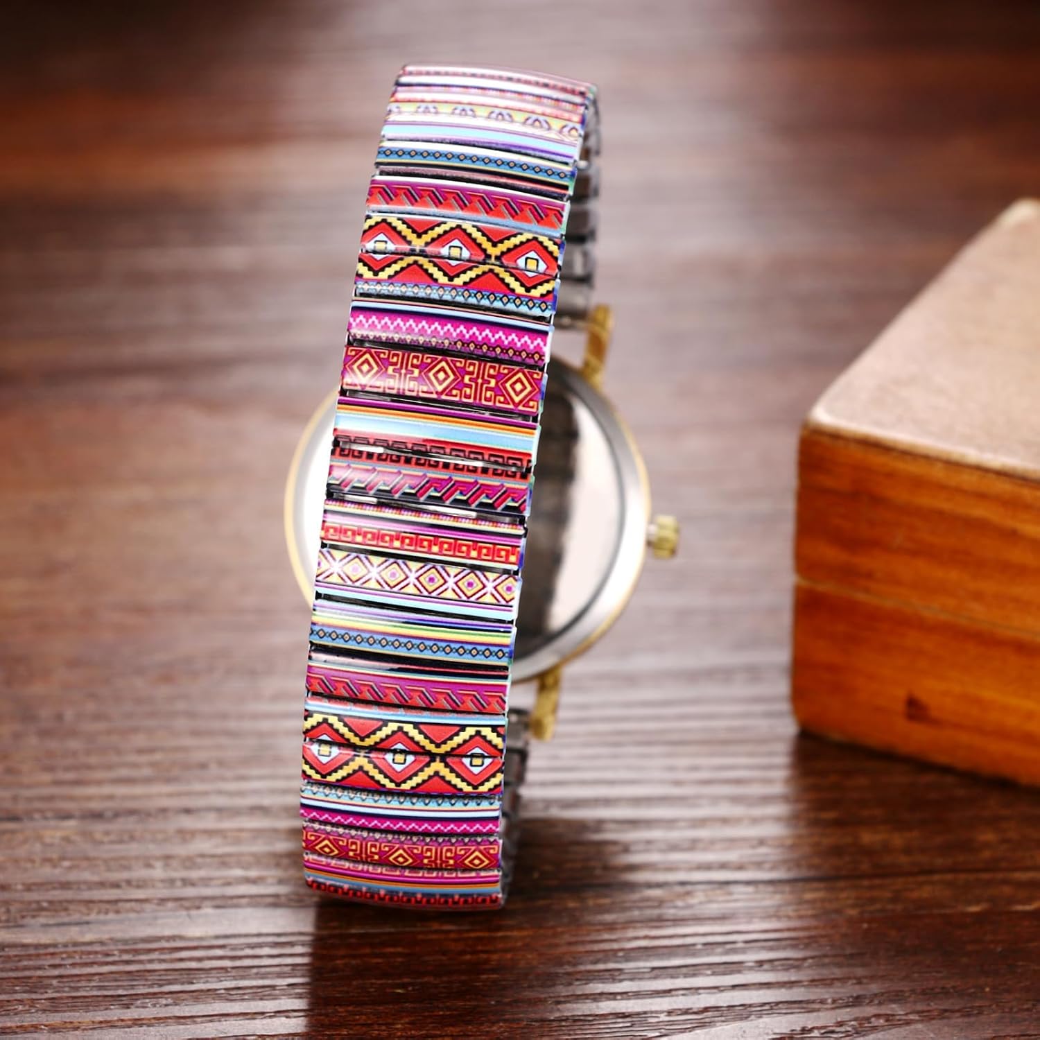Thumbnail 2 de OIDEA Damen-Armbanduhr Boho Bohemian mit elastischem Edelstahlband (Quarz, großes arabisches Zifferblatt)
