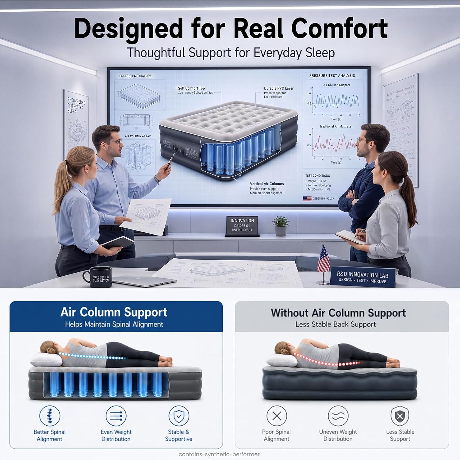 Detalle 2 de OlarHike AMH3 Queen Air Mattress with Built-In Pump, 20-Inch Height