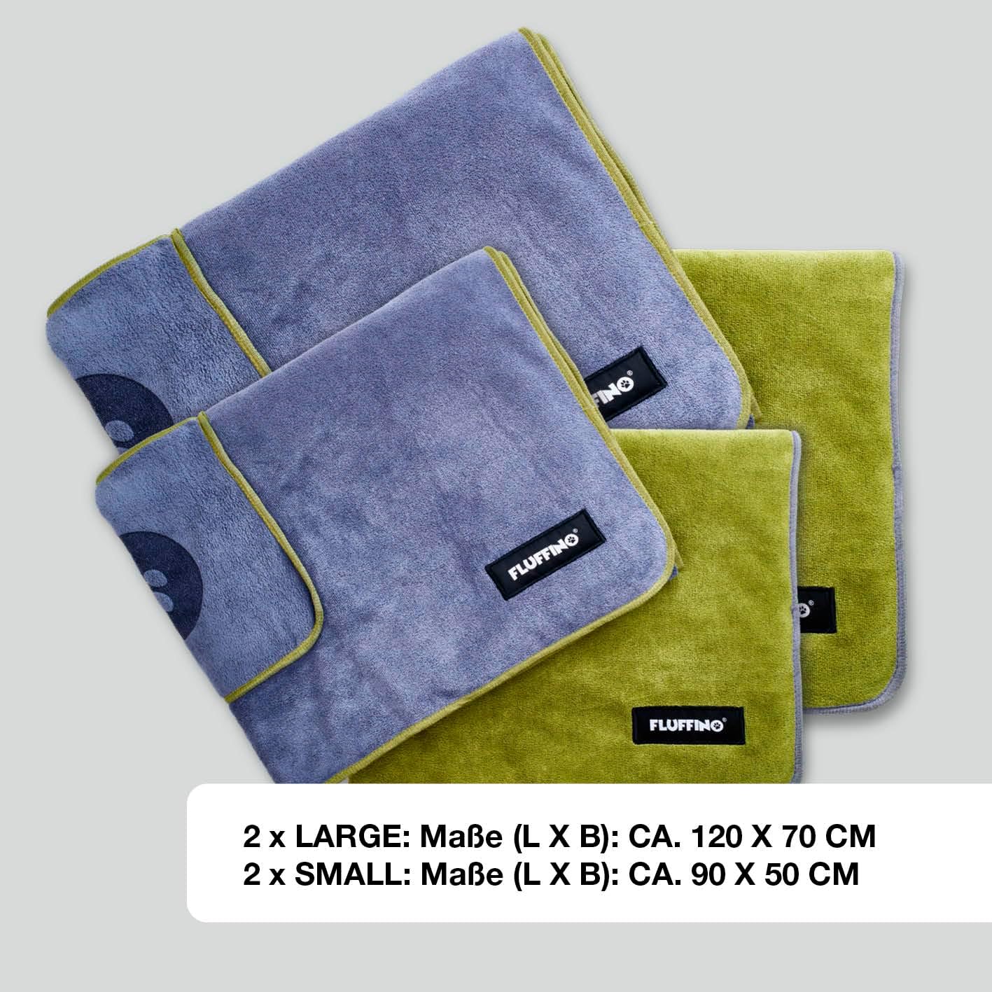 Detalle 2 de FLUFFINO Hundehandtuch 4er Set – extra saugfähig, weich und praktisch in zwei Größen