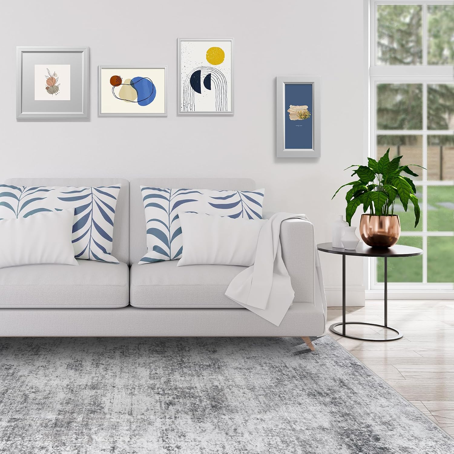 Thumbnail 2 de Aelenmu Area Rug, 9' x 12' Gray Abstract Low-Pile Washable Polyester