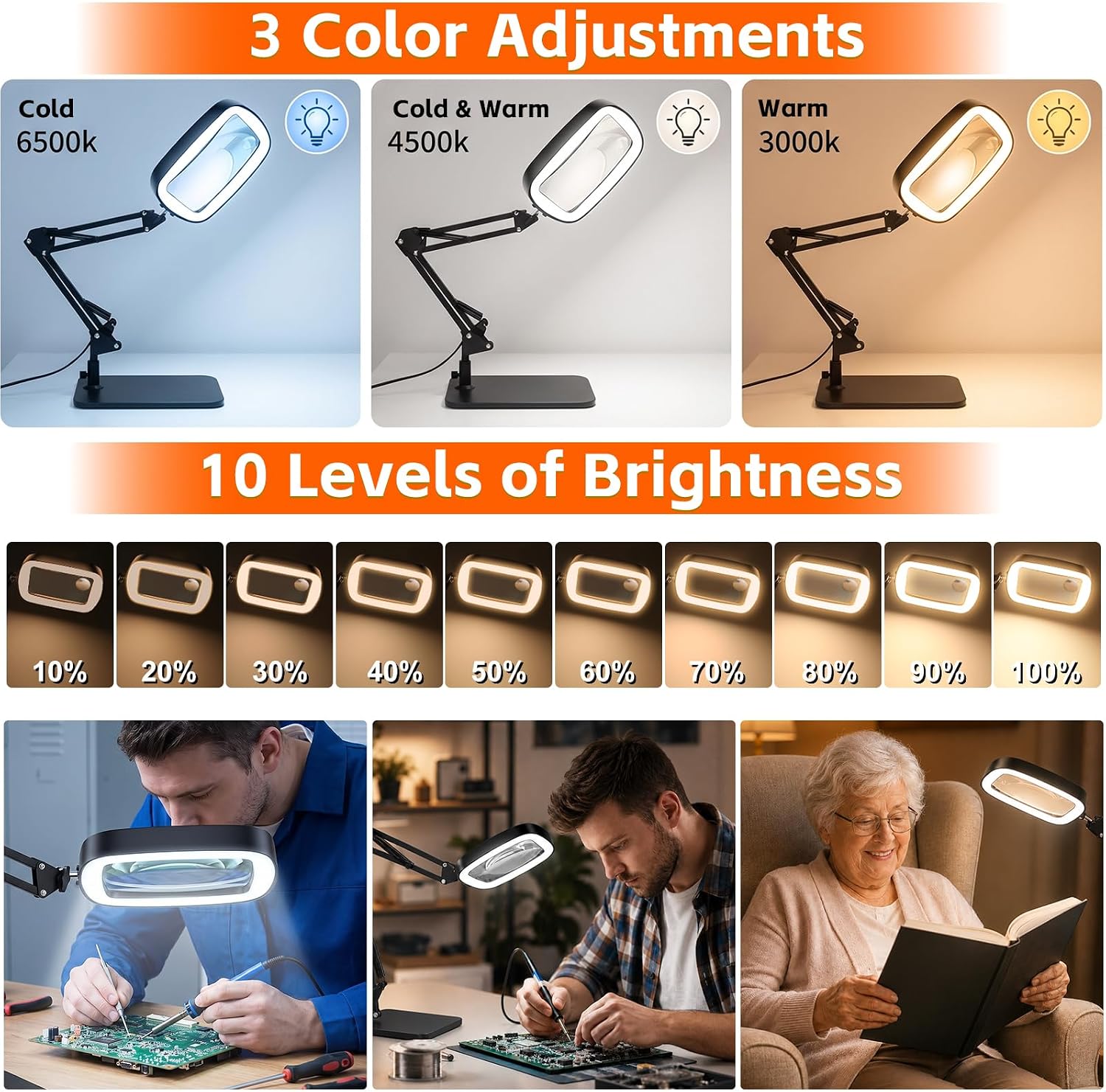 Thumbnail 4 de Lighted Magnifying Glass with Stand, 6-Inch