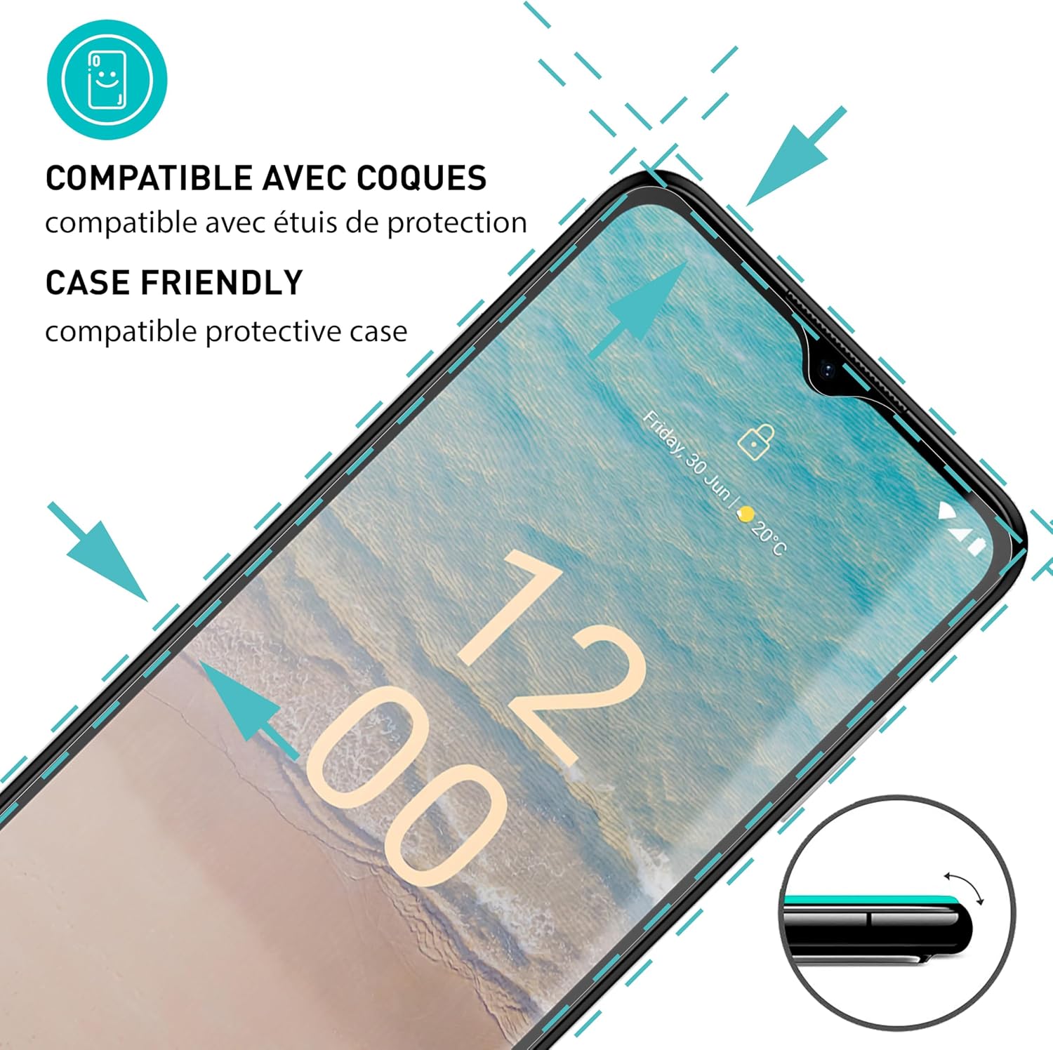 Detalle de smartect Verre Trempé pour Nokia G22 (lot de 3) – protection HD anti-rayures 9H, 0,3 mm transparent