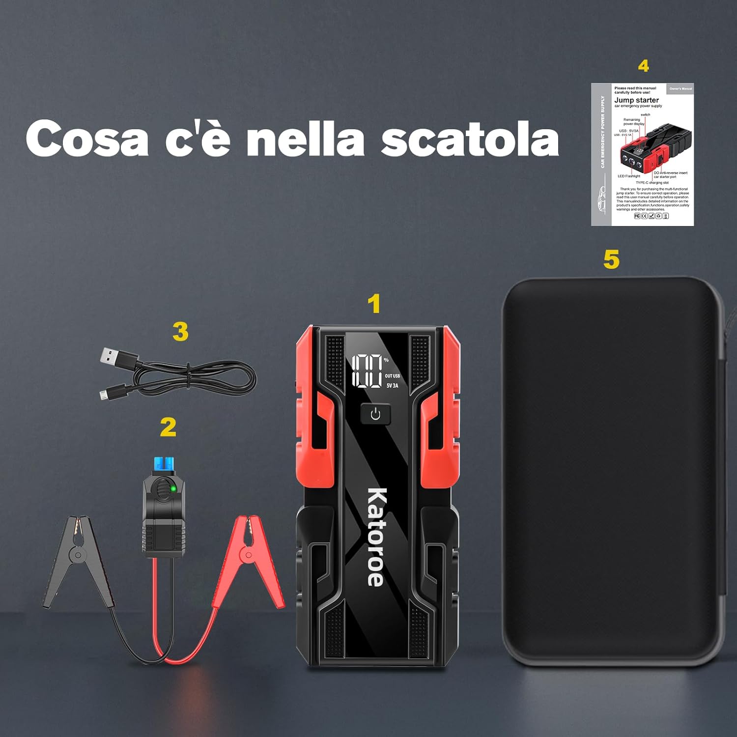 Thumbnail 6 de Avviatore batteria auto 6000A 12V con torcia LED 400 lm e ricarica USB-C