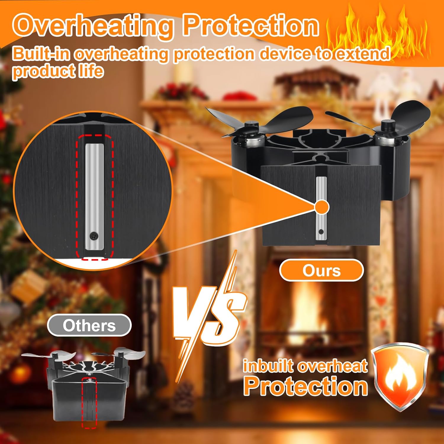 Thumbnail 4 de Hanaoyo twin-motor heat-powered log burner fan with silent double TEG power