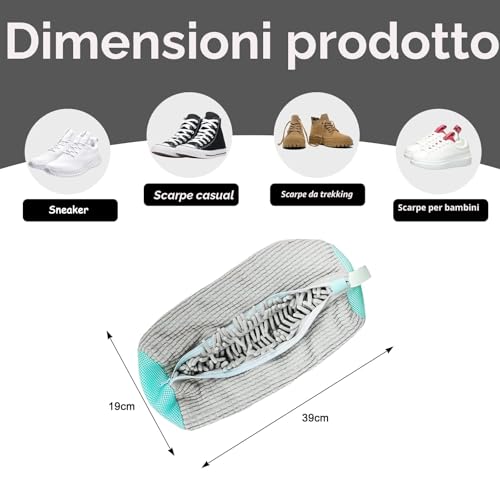 Detalle de YTUGIL Sacca per Lavare Scarpe in Lavatrice Grigio 2 Pezzi – Protezione e Pulizia a 360°