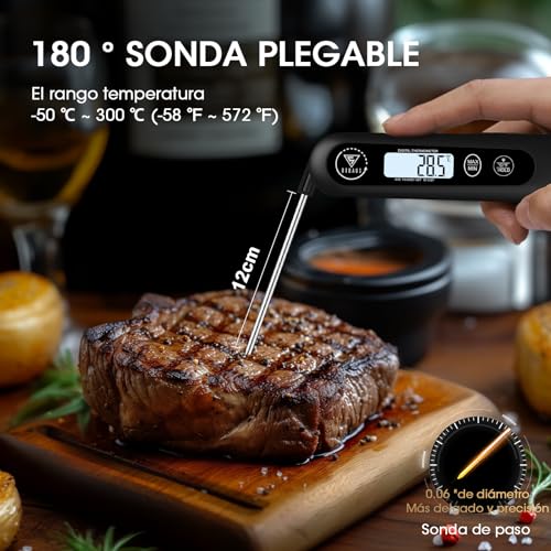 Detalle de DOQAUS Termómetro de Cocina Digital con Lectura en 3 segundos y Sonda Larga