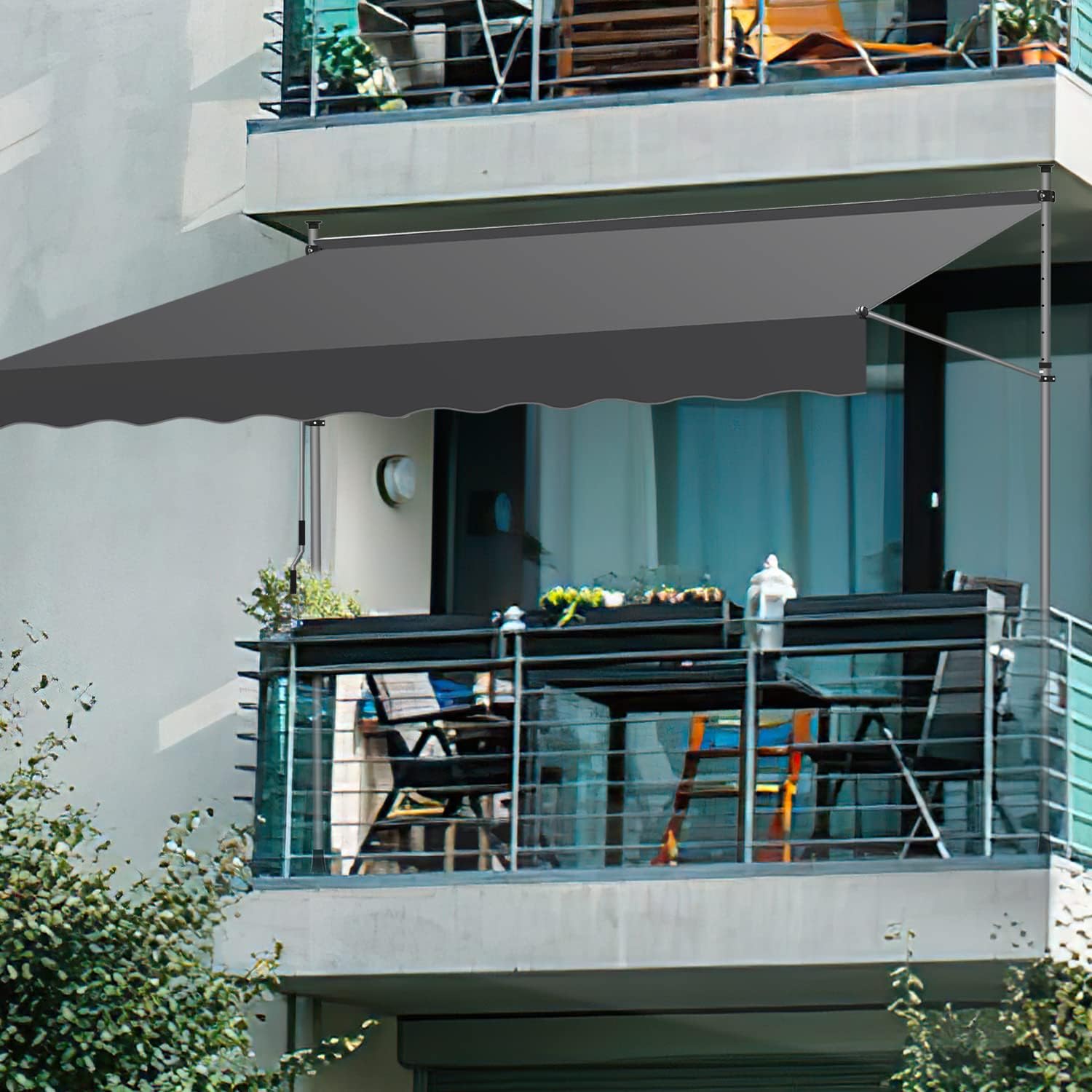 Thumbnail 1 de Tubiaz Klemmmarkise Balkon ohne Bohren – 300 cm Breite, verstellbar, UV-beständig, wasserdicht