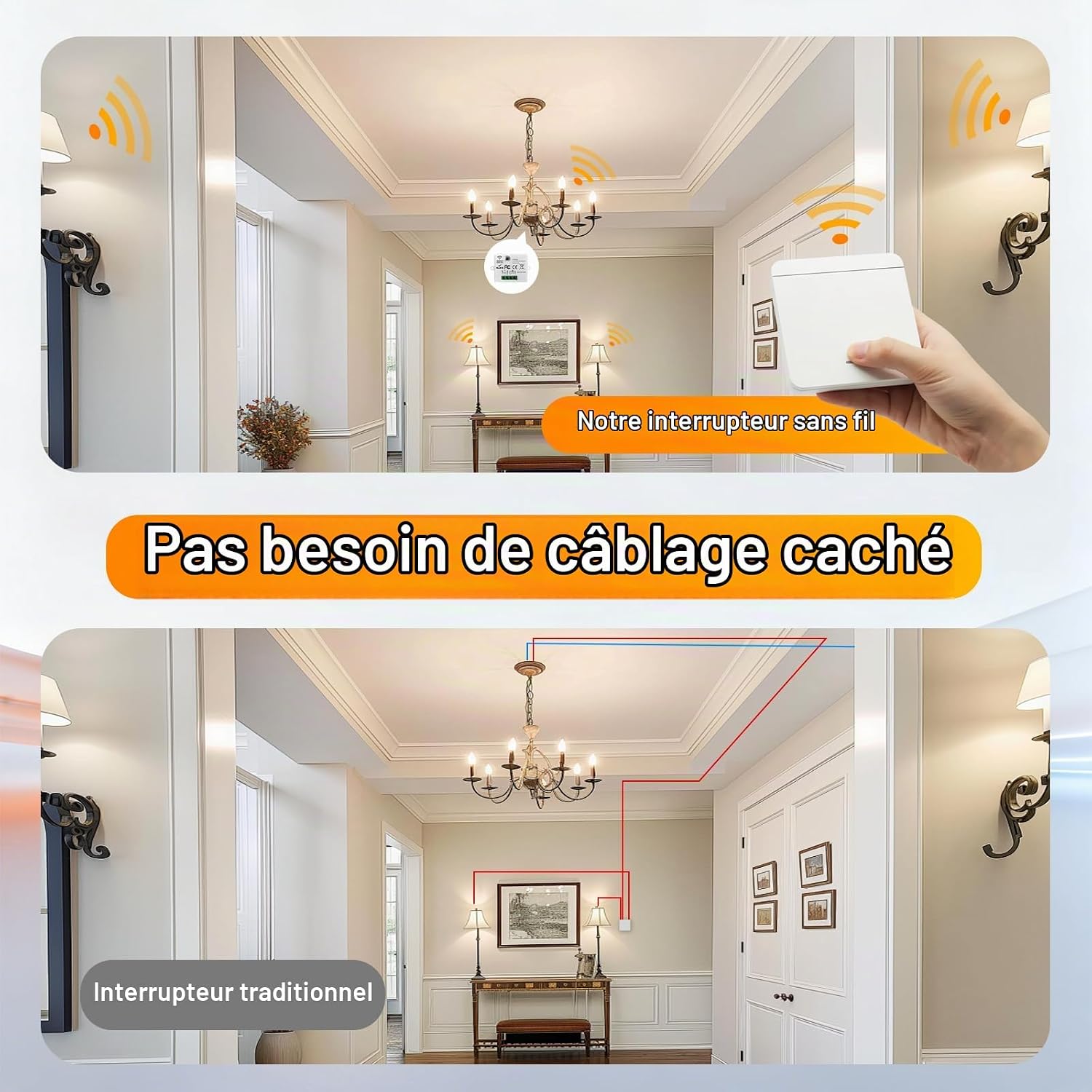 Detalle de Jaxiyun BIKC012 draadloze schakelaarset, 433 MHz, 2 schakelaars en ontvanger