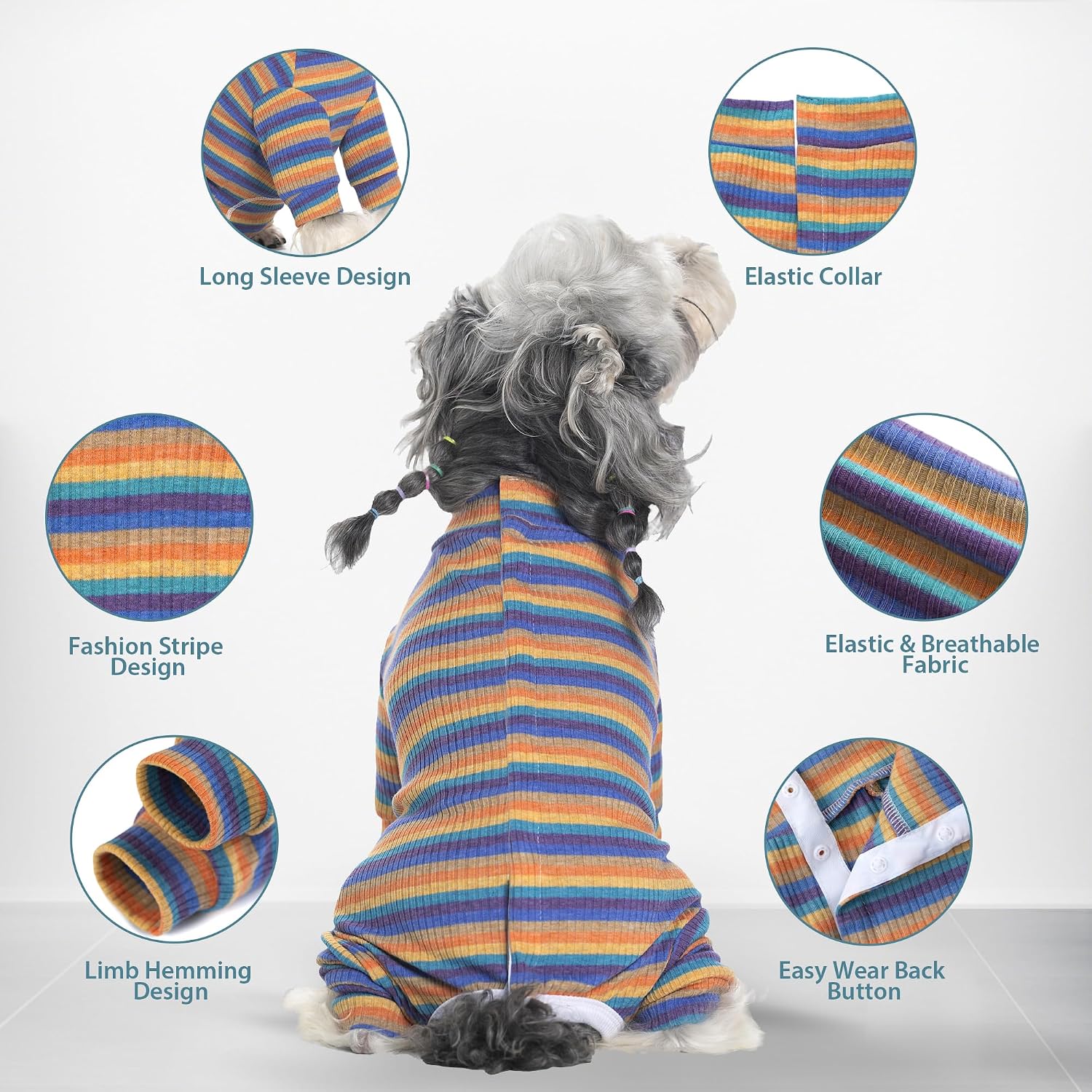 Thumbnail 1 de PawSailor Dog Surgery Recovery Suit Sleeve – Full Bodysuit in Blue-Yellow, 95% Cotton