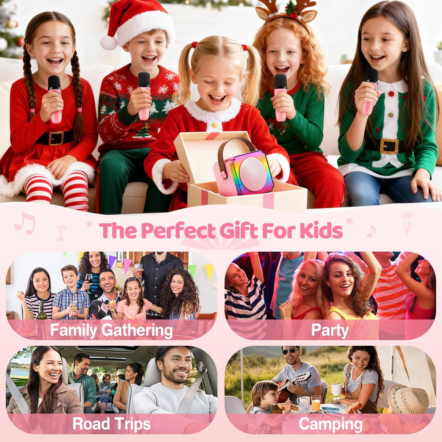 Thumbnail 6 de Gontence Karaoke con Microfono: Karaoke Bluetooth a 2 microfoni per bambini 3–15 anni