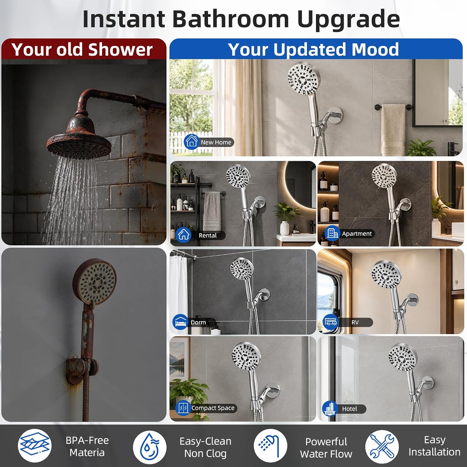 Detalle de BESAQUO 10-Function Shower Head with Handheld