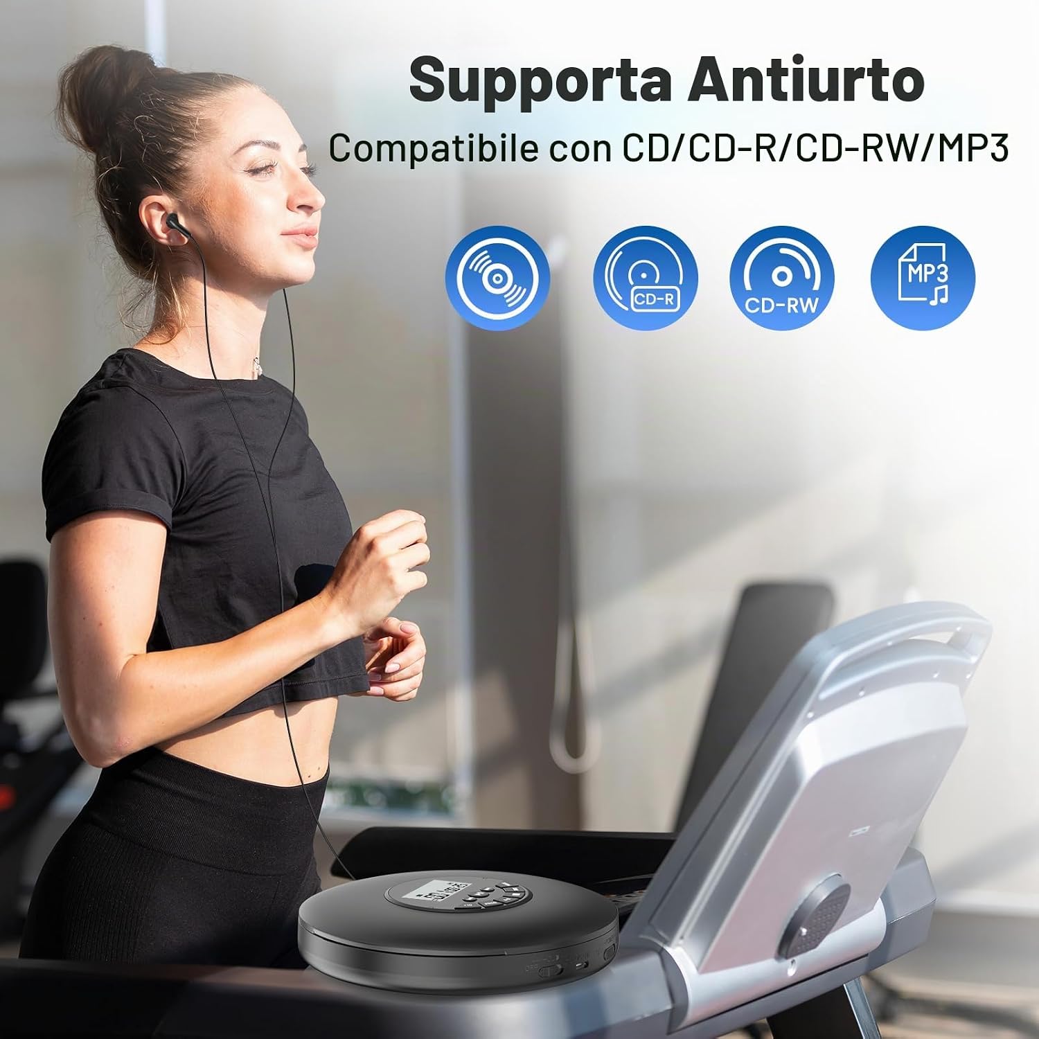 Detalle de Arafuna Lettore CD portatile: Lettore CD compatto con protezione Anti-Skip e funzioni programmabili