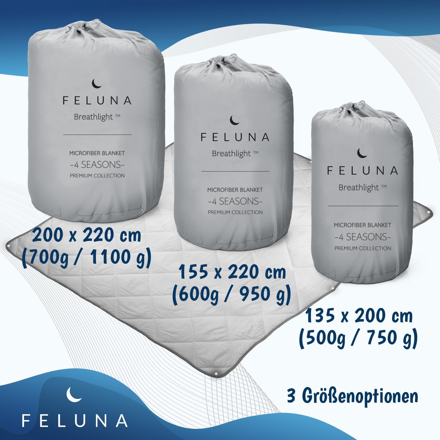 Thumbnail 6 de Feluna® 4 Seasons 2-in-1 Duvet, Washable Polyester, 155 x 220 cm