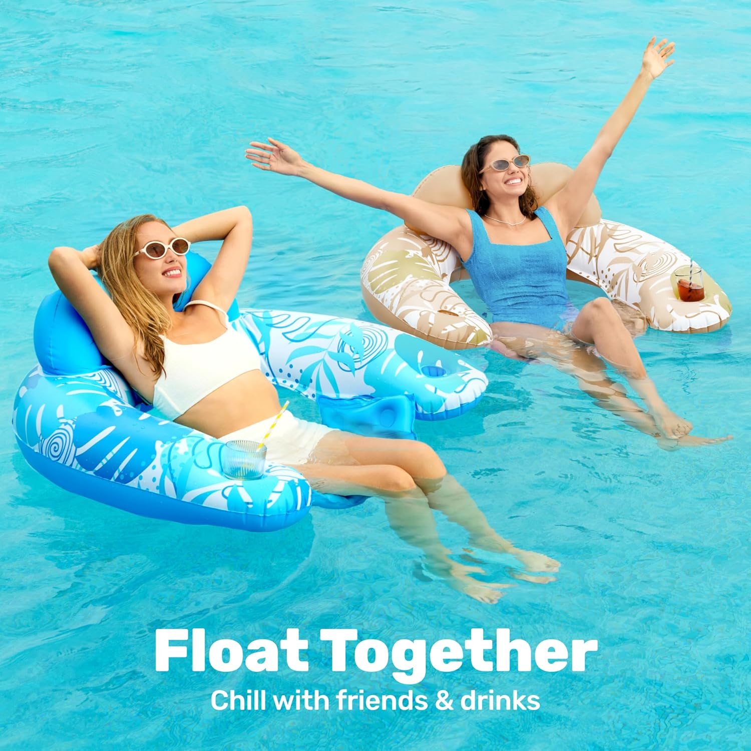 Thumbnail 2 de Sloosh Inflatable Pool Floats for Adults (2-Pack) with Cup Holders, X-Large Pool Chair