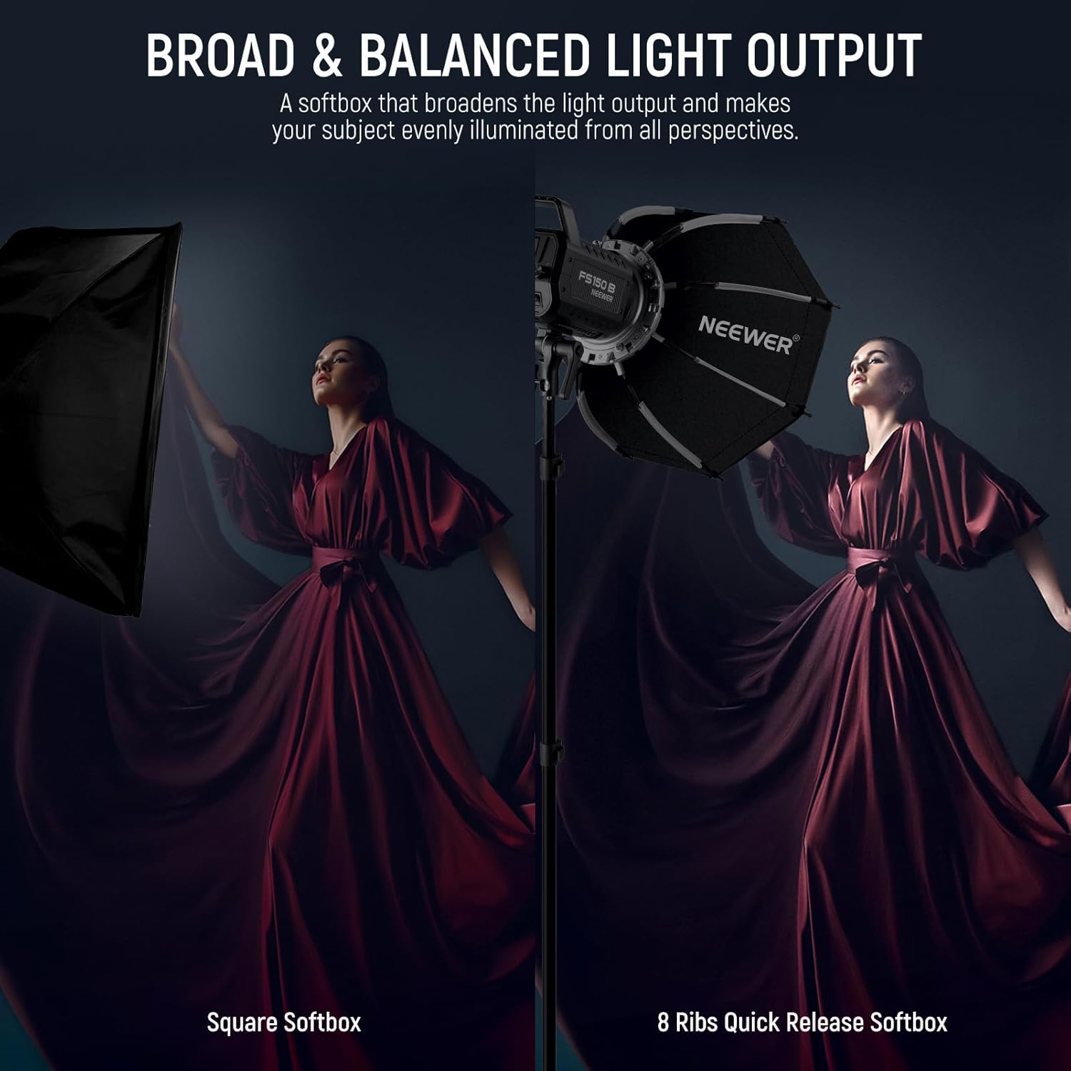 Thumbnail 2 de NEEWER softbox ottagonale da 45 cm con attacco Bowens e piegatura rapida (diffusori + griglia a nido d’ape)