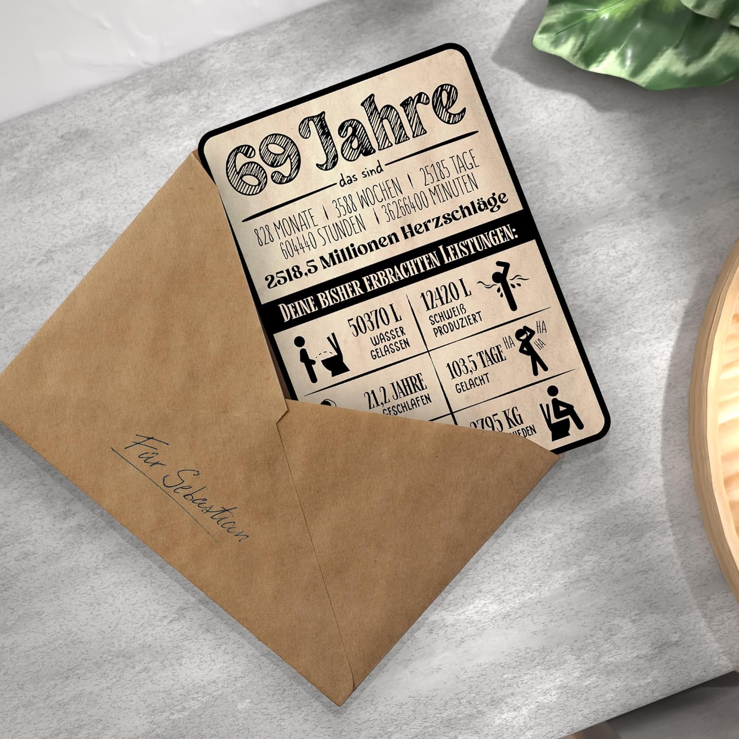 Thumbnail 5 de Holzkarte 69 Geburtstag Statistik 3D 💌