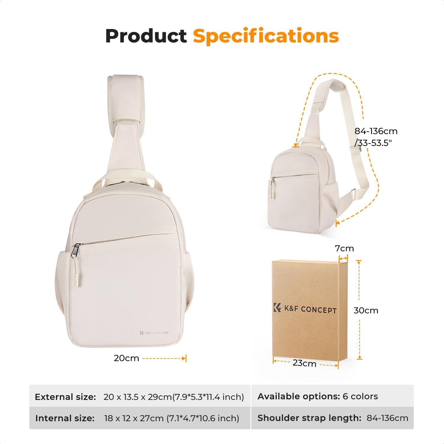 Detalle 2 de K&F CONCEPT Kameratasche: Kompakte Sling-Umhängetasche für DSLR/SLR inkl. verstellbarem Schultergurt