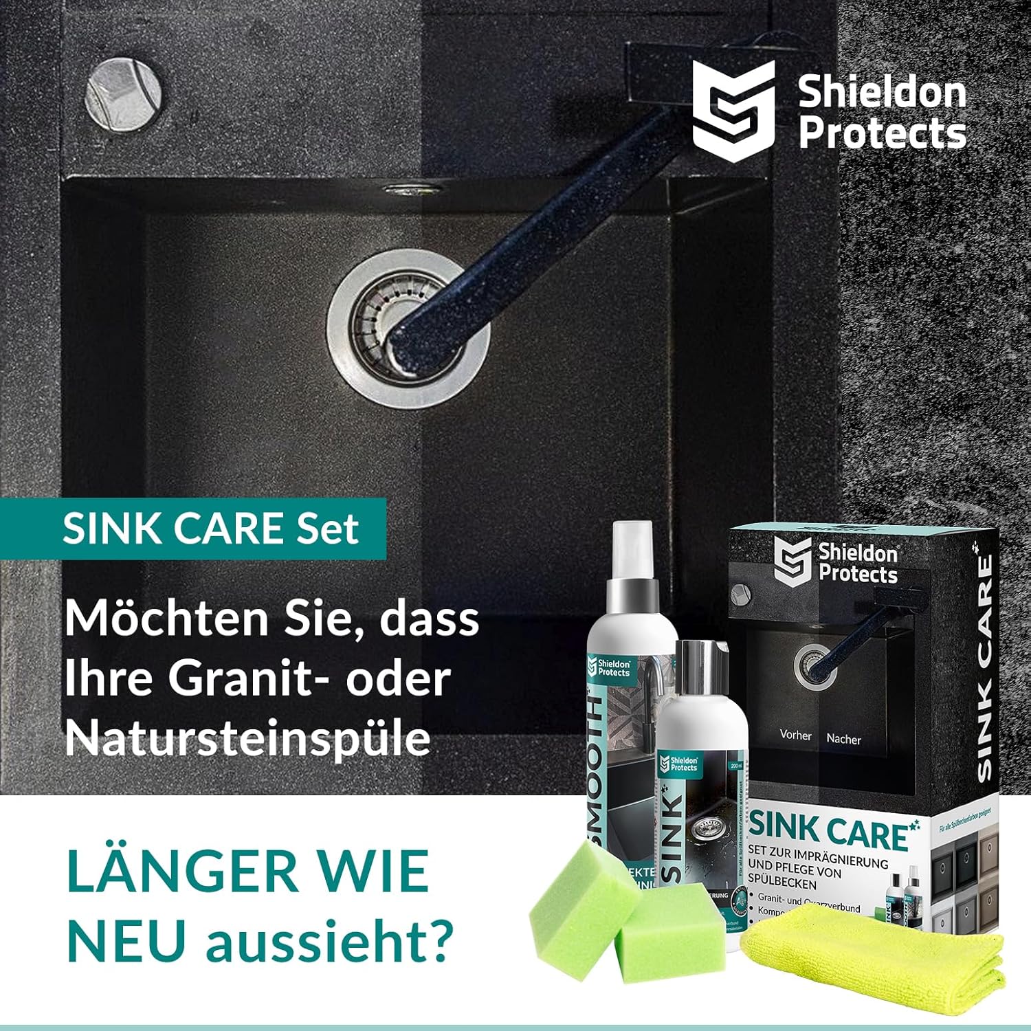 Thumbnail 1 de Shieldon Protects 2er Set Reiniger (250 ml) & Imprägniermittel (200 ml) für Granitspülen