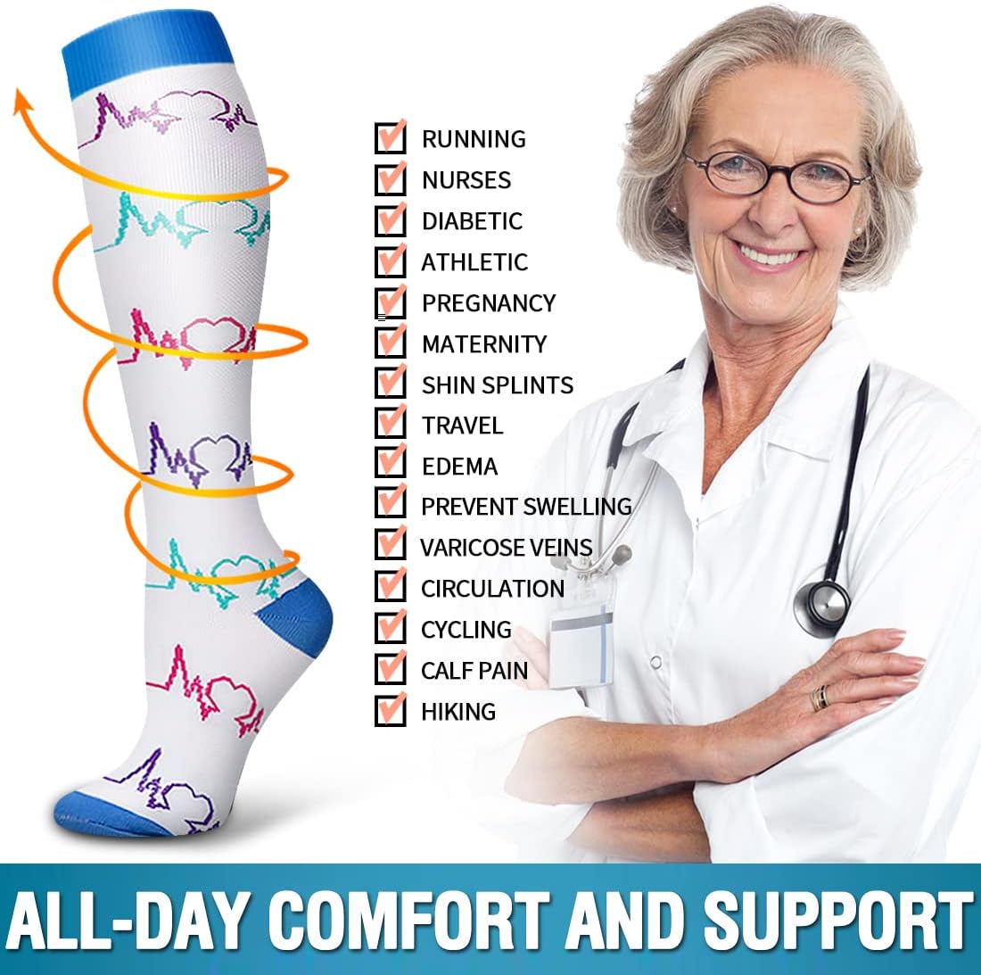 Thumbnail 5 de Bluemaple 6-Pack Copper Compression Socks for Women and Men