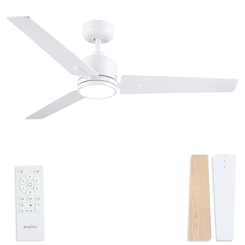 Detalle de Newday 122cm Ventilador de Techo Blanco y Madera con Luz y Mando: control total y variantes de color