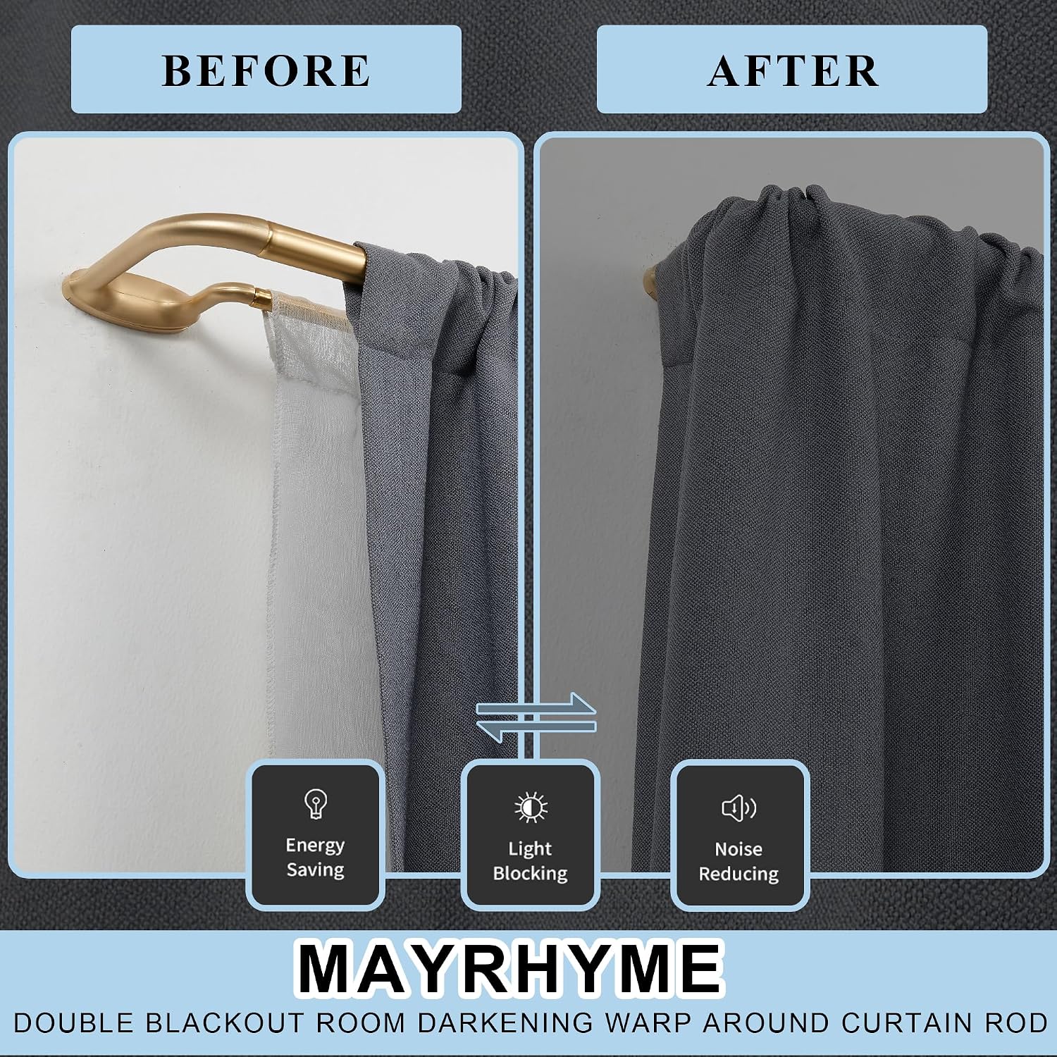 Detalle 2 de Mayrhyme podwójny karnisz zagięty 71,1–419,1 cm, ciepłe złoto