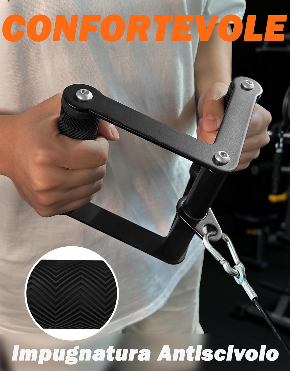 Thumbnail 2 de Fitarc Maniglia Double D per cavi palestra: accessorio V-bar/ T-bar antiscivolo per home gym e lat pulldown