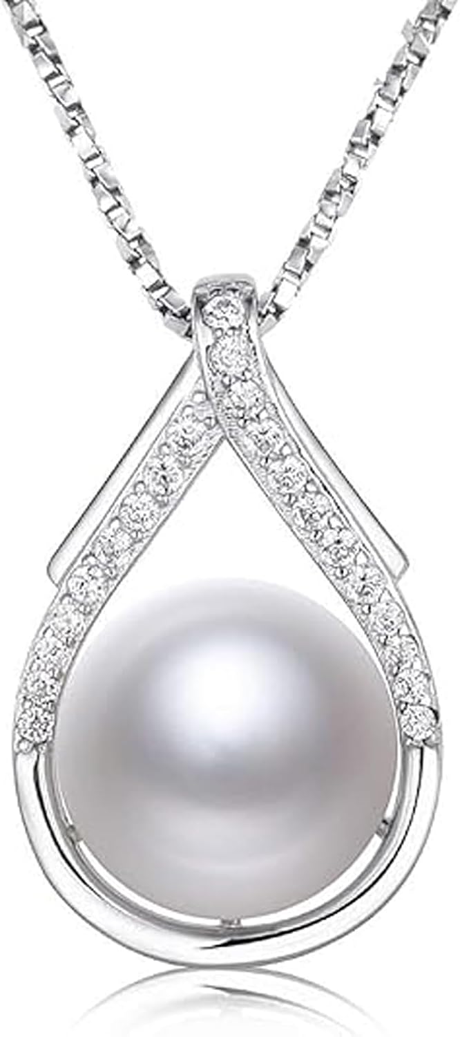Detalle de Perlenkette 9 bis 10 mm aus Sterlingsilber