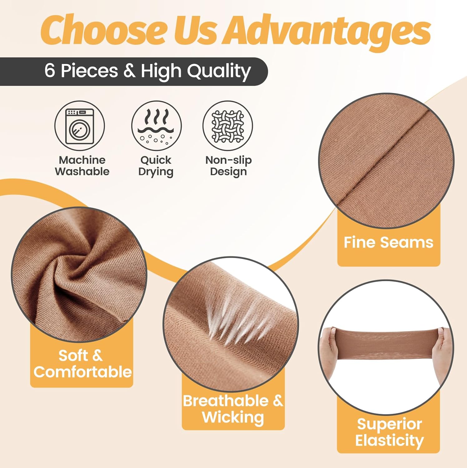 Detalle de Women’s Wide Elastic Headbands (6-Pack) — Sweat-Wicking Non-Slip Bands for Workouts, Yoga & Daily Wear