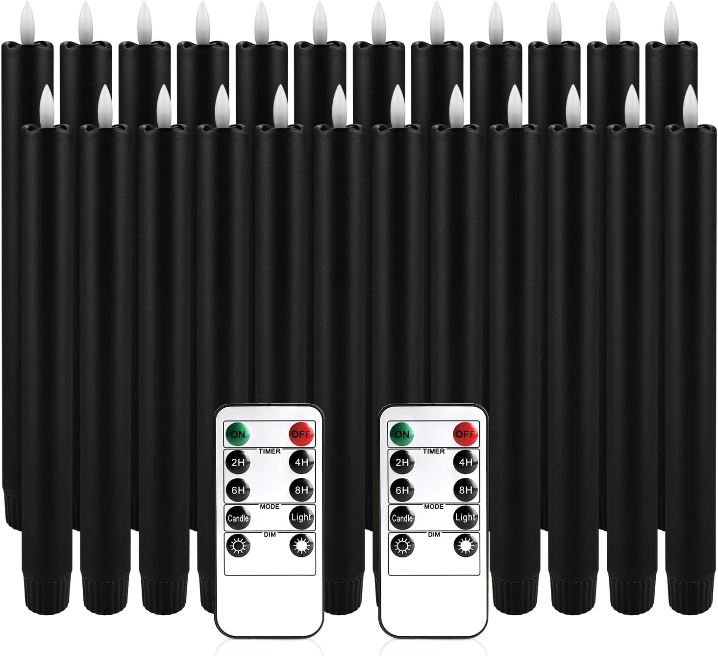 Detalle de TLNFHRPI RTY1023 Black Flameless Taper Candles, 24-Pack with Remote and Timer