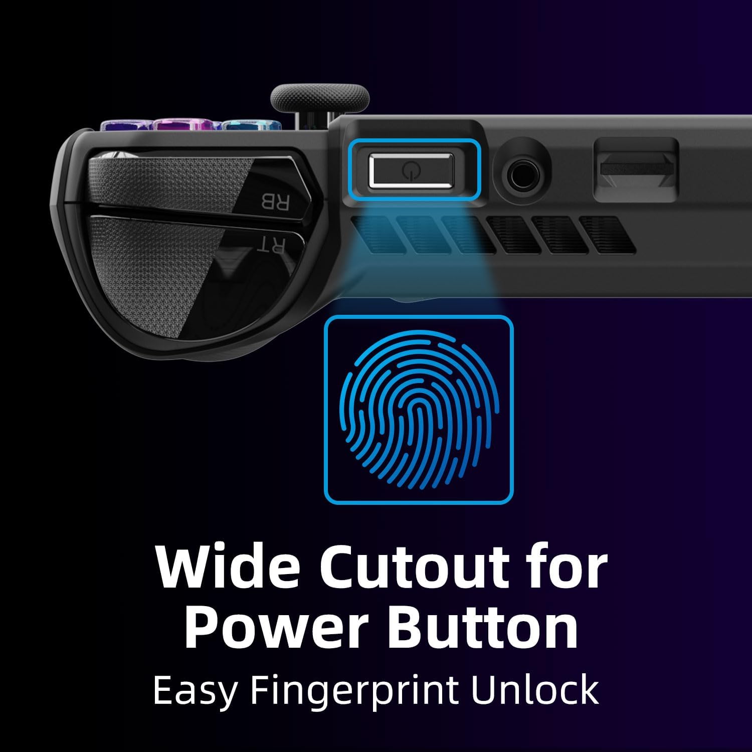 Detalle de Skull & Co. GripCase Ally für ROG Ally X – Soft Case mit Texturgrip, Standfunktion und Schutz in Galactic Purple