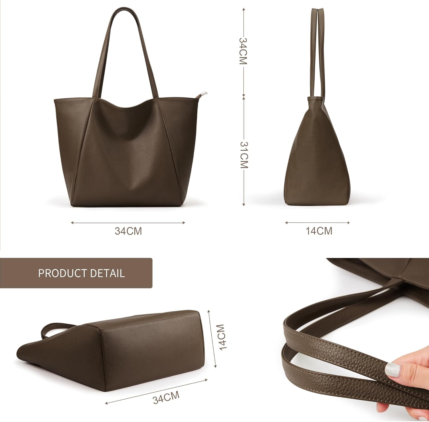 Detalle 2 de KALIDI Handtasche Damen Shopper Tasche Tote Bag – Großzügig, strapazierfähig und alltagstauglich