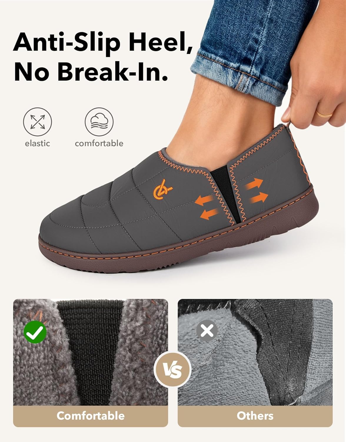 Thumbnail 6 de VeraCosy men’s quilted slippers with elastic gore and anti-skid TPR outsole