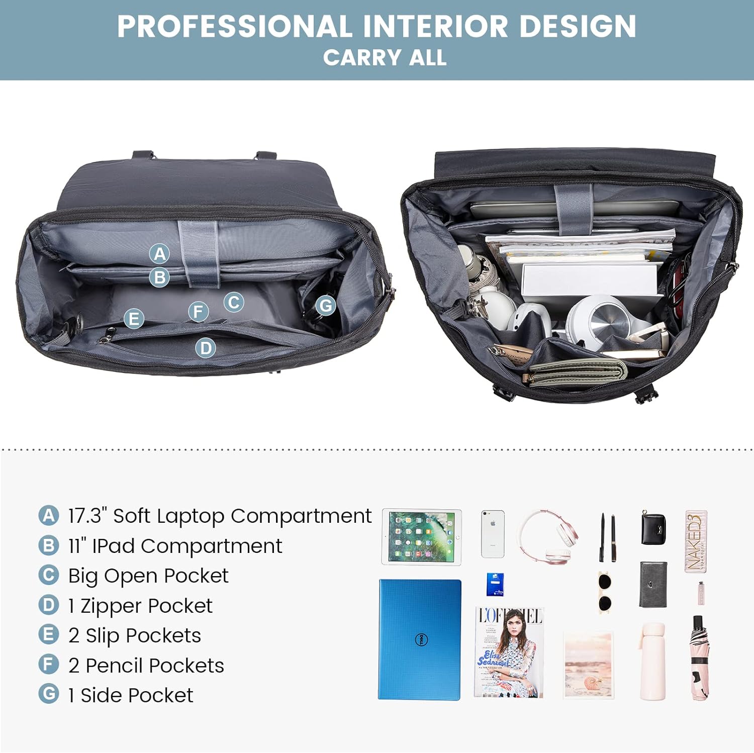 Detalle 1 de LOVEVOOK Laptop Rucksack 17,3 Zoll