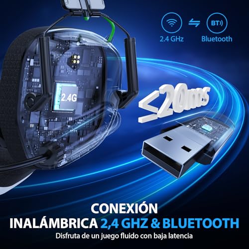 Thumbnail 1 de Vakedy Cascos Gaming Inalámbricos 2,4 GHz 🎧