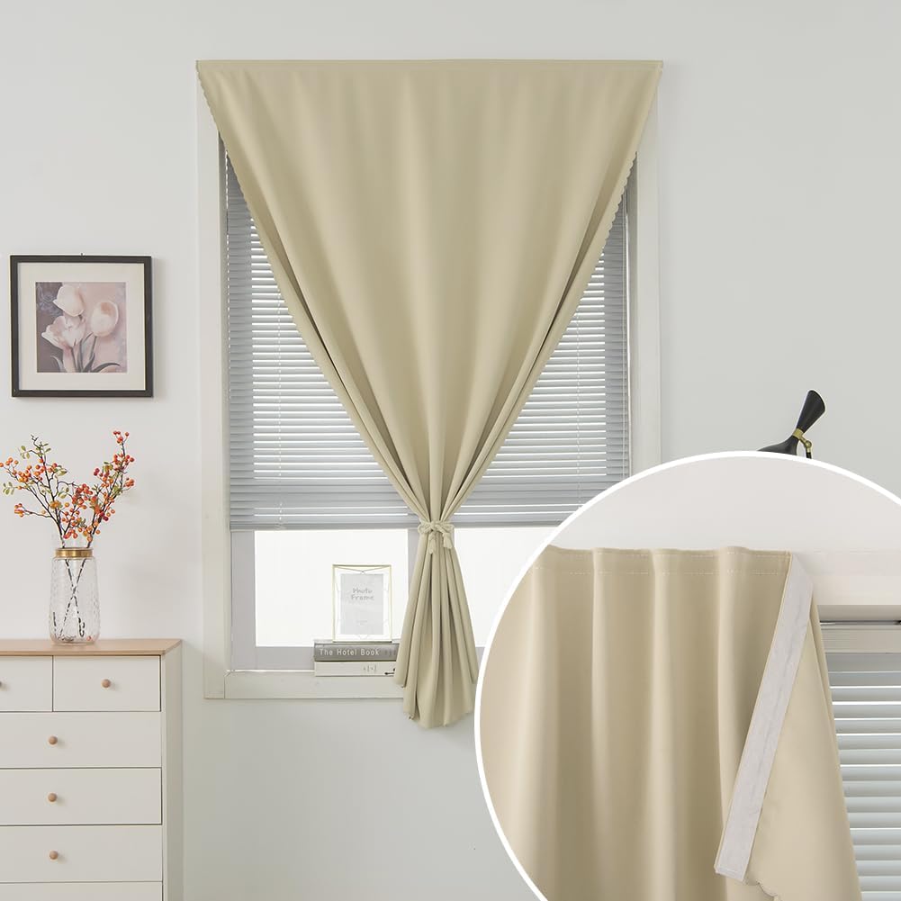 Thumbnail 4 de Sovtfides Self-Adhesive Blackout Curtain, Beige, 35 x 71 Inch, 1 Panel