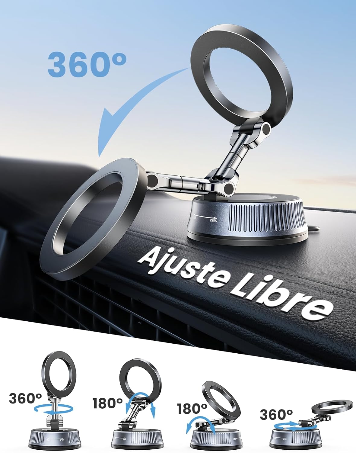 Detalle 1 de EOIWUY soporte magnético coche MagSafe 360°
