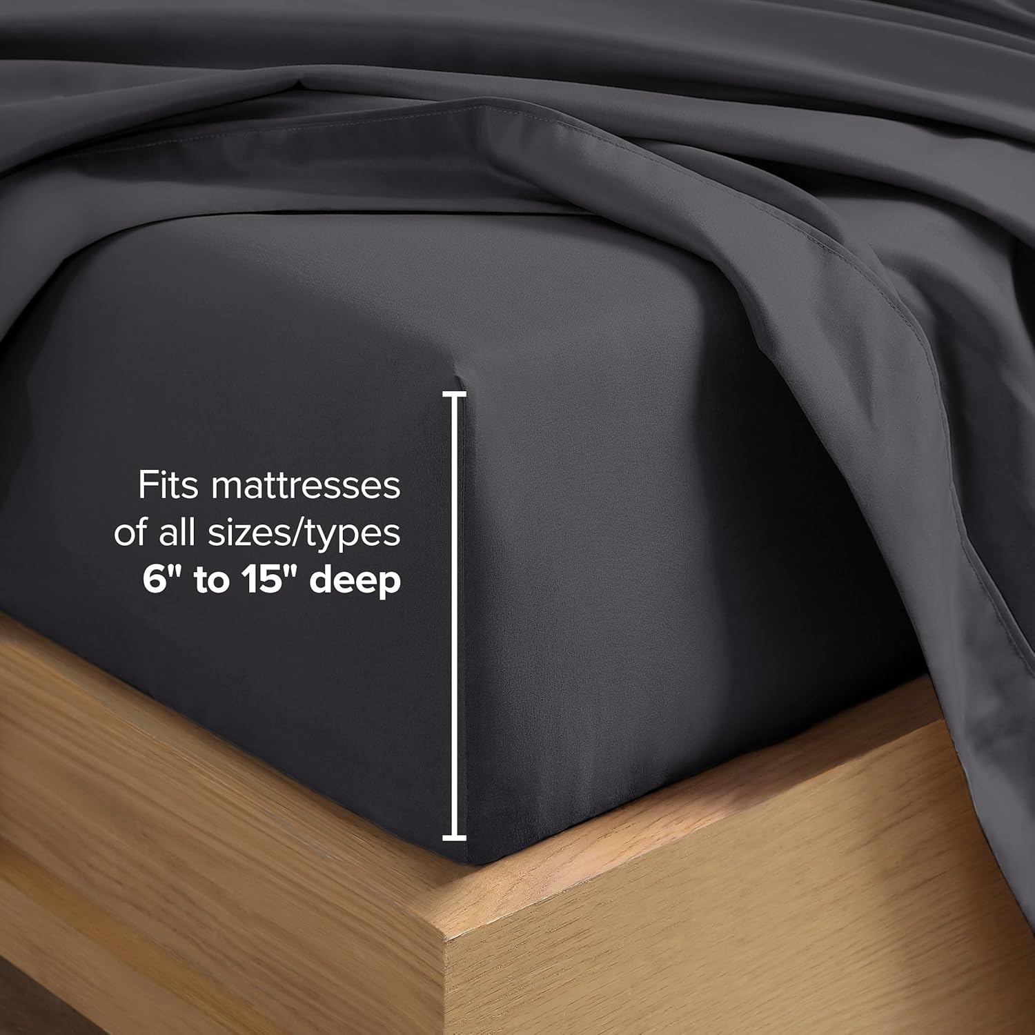 Thumbnail 4 de Bare Home King Sheet Set (1800) — Ultra-Soft Microfiber, Double Brushed, Deep Pockets, 4-Piece Set (Forged Iron Grey)