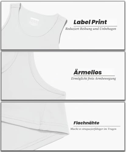 Detalle de MAGCOMSEN Herren Tanktop T-Shirt Ohne Ärmel – UV-Schutz, leichtes Funktionsshirt in Weiß, Größe L