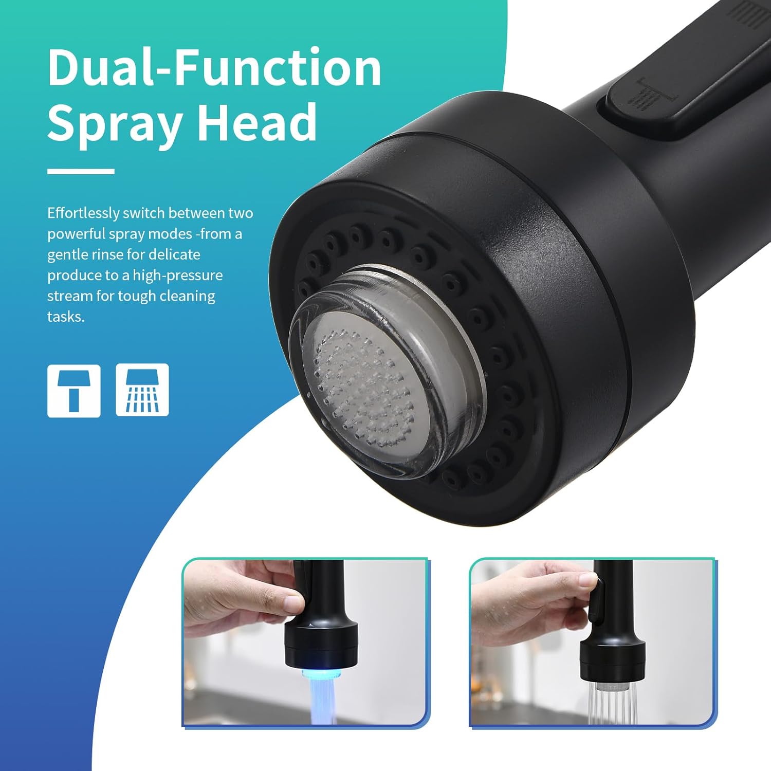 Detalle 2 de GIMILI Single-Hole Kitchen Faucet with Pull-Down Spray 🚰