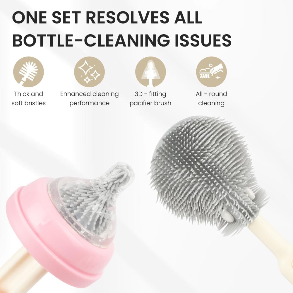 Thumbnail 5 de Vicloon 6 in 1 Spazzole per biberon: set da viaggio con spazzola in silicone, dispenser di sapone e accessori essenziali