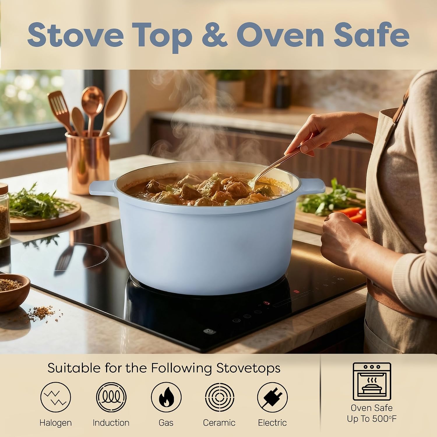 Thumbnail 6 de Gotham Steel Hammered 5 Qt Lightweight Dutch Oven with Lid & Holders