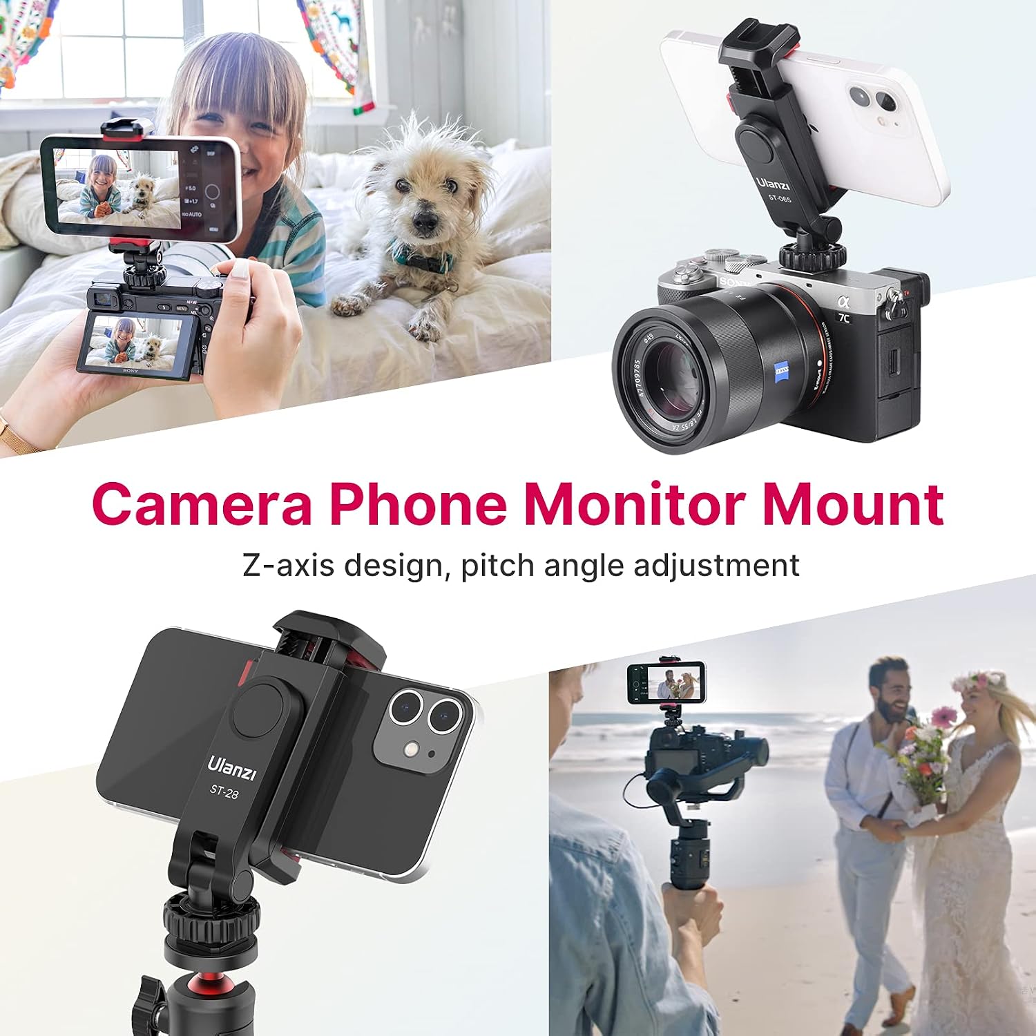 Detalle de ULANZI ST-06S Phone Tripod Mount with 360° Rotation and Dual Cold Shoes