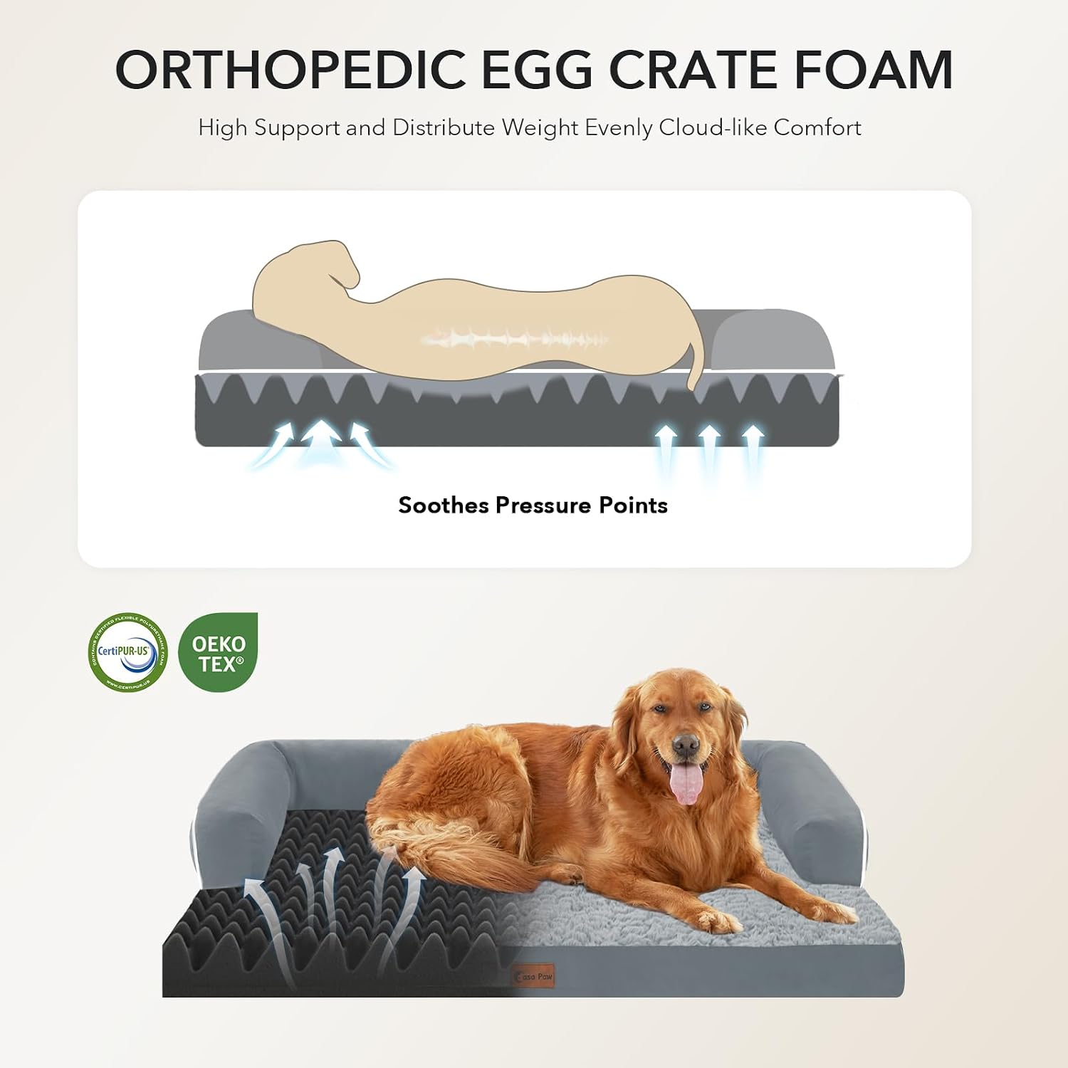 Detalle 2 de Casa Paw Orthopedic Dog Bed 36x27 in