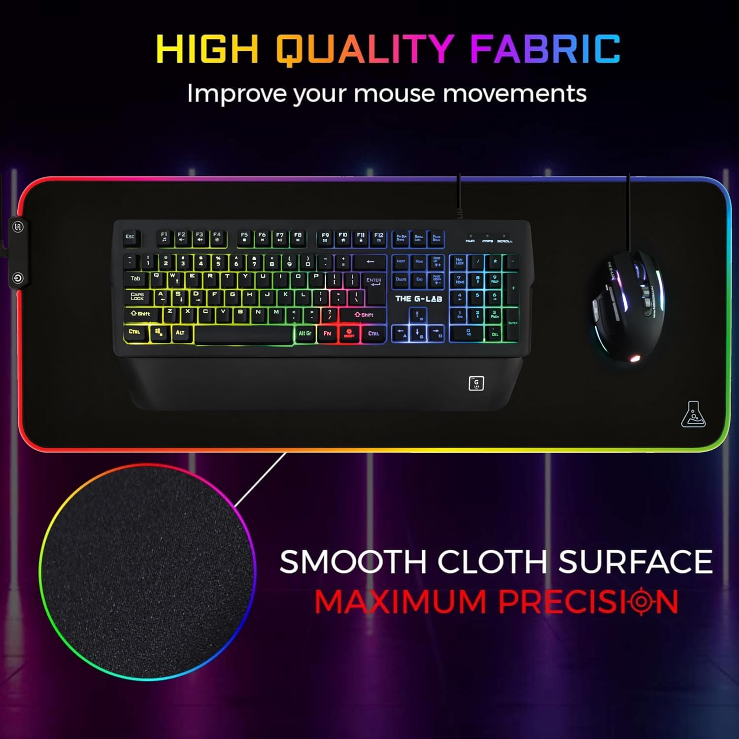 Thumbnail 4 de The G-Lab Pad Rubidium – Tapis de souris gaming RGB XXL 800x300x4 mm à 14 modes LED