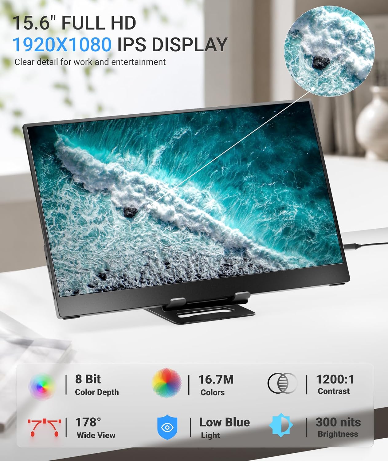 Detalle 2 de Ingnok Portable Monitor 15.6 Inch Ultra Slim