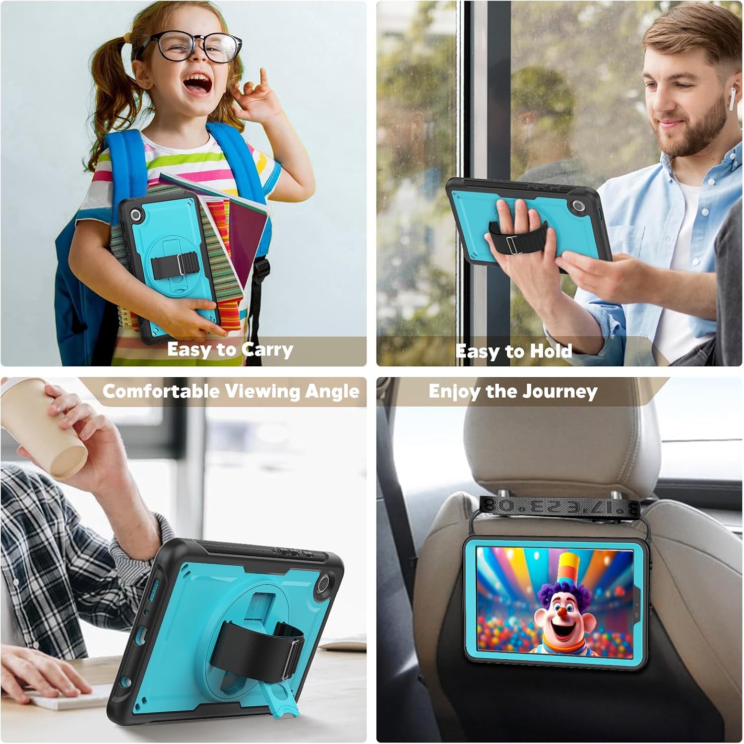 Detalle 2 de Timecity Hülle Für Samsung Galaxy Tab A9 8,7-Zoll (2023): Dreilagiger Schutz, 360°-Ständer, Handschlaufe und mehr