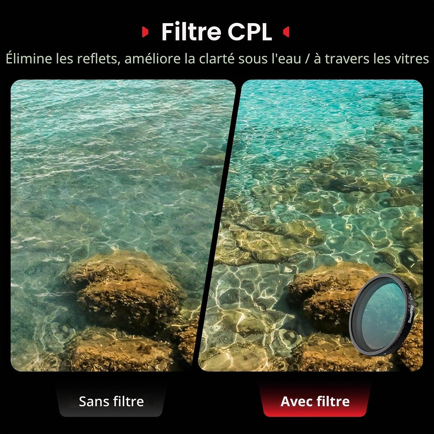 Detalle 2 de SMALLRIG Kit de filtres ND + CPL pour DJI Osmo Action 5 Pro / Action 4 (lot de 5) avec cache silicone